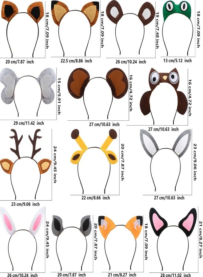 Haconba 14 Pieces Jungle Animal Headbands Safari Zoo Animal Ear Headband Lion Giraffe Elephant Owl Rabbit Frog for Animal Theme Parties Birthday Halloween New Year Cosplay Party Favors - Image 2